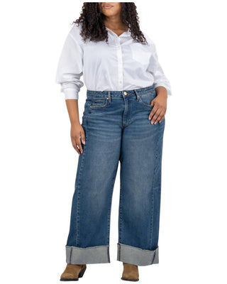Kut From The Kloth - Meg High Rise Wide Leg Fab Ab Roll Up Jeans