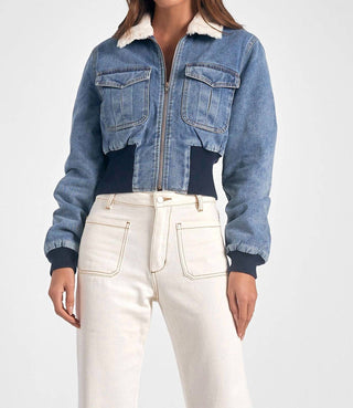Elan - DENIM JACKET FUR COLLAR