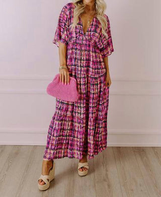 Entro - Pretty in Plaid Maxi Dress