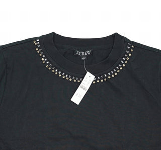 J.Crew - Women's Relaxed Crystal-embellished Cropped T-shirt In Heavy Jersey