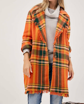 Davi & Dani - Plaid Button Front Jacket