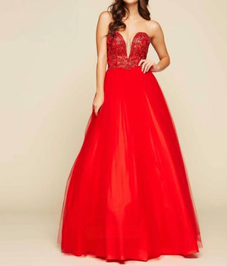 Mac Duggal - Plunging V Neck Ball Gown