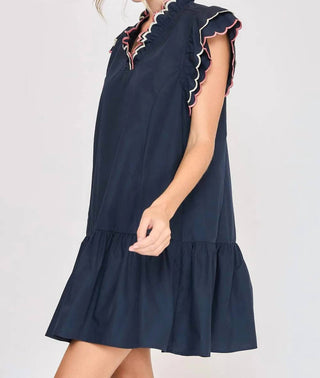 Trendsi - Umgee Full Size Ruffled Scalloped Sleeved Dress Plus Size
