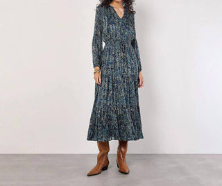 Apricot - Painterly Metallic Paisley Midaxi Dress