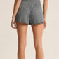 Z Supply - Dawn Smocked Rib Short- Charcoal Heather
