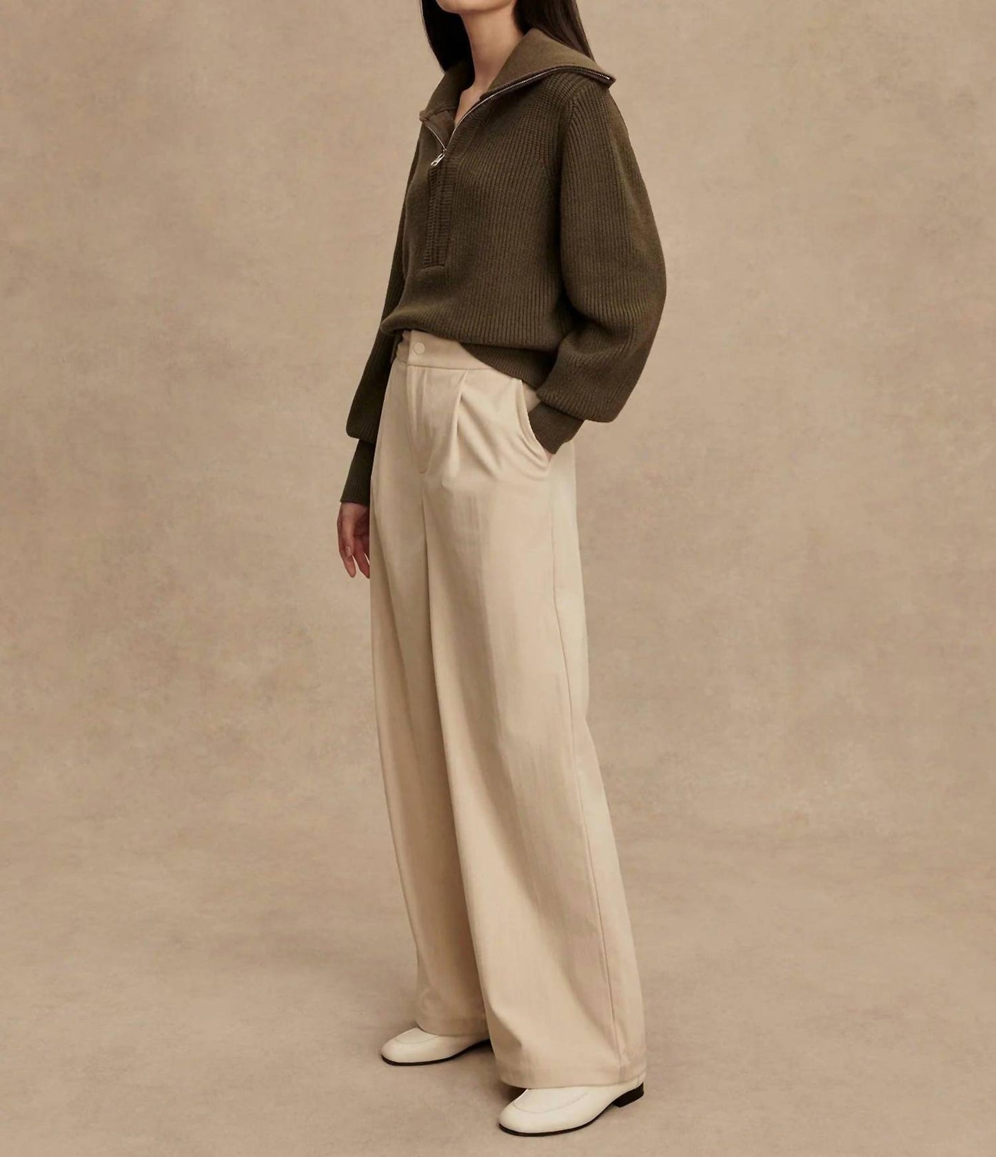 Varley - Maura Half Zip Rib Knit Sweater