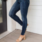 Judy Blue - Mid Rise Raw Hem Skinny Jeans