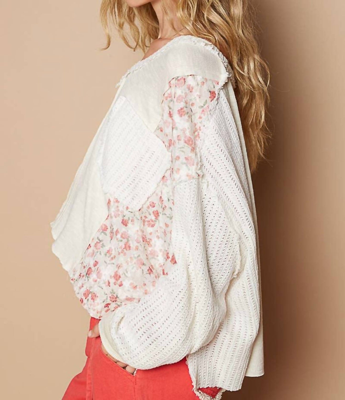 Pol - Vintage Wash Floral Patch Top