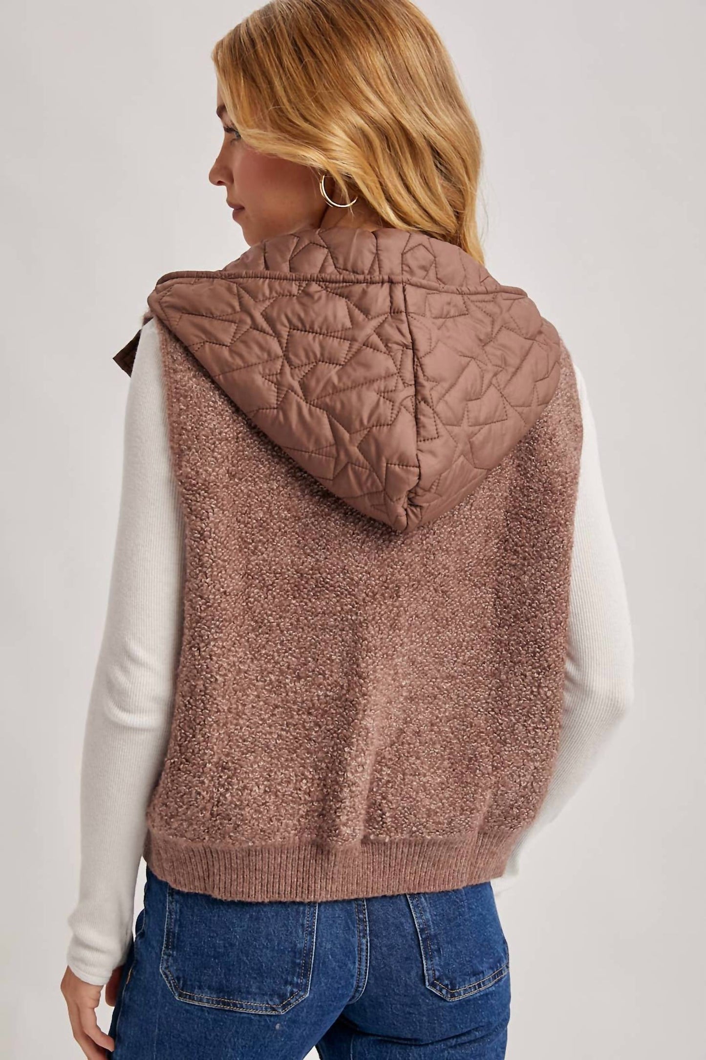 Bluivy - Button Down Sherpa Fleece Quilted Hood Vest