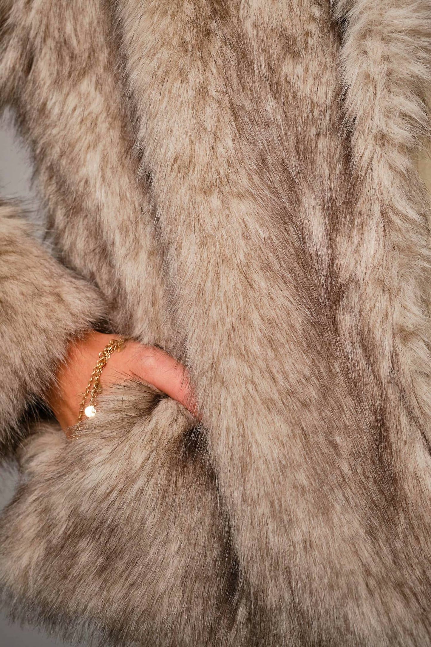 Blue B - Women's Two Tone Faux Fur Jacket
