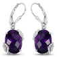10.18 Carat Genuine Amethyst and White Topaz .925 Sterling Silver Earrings
