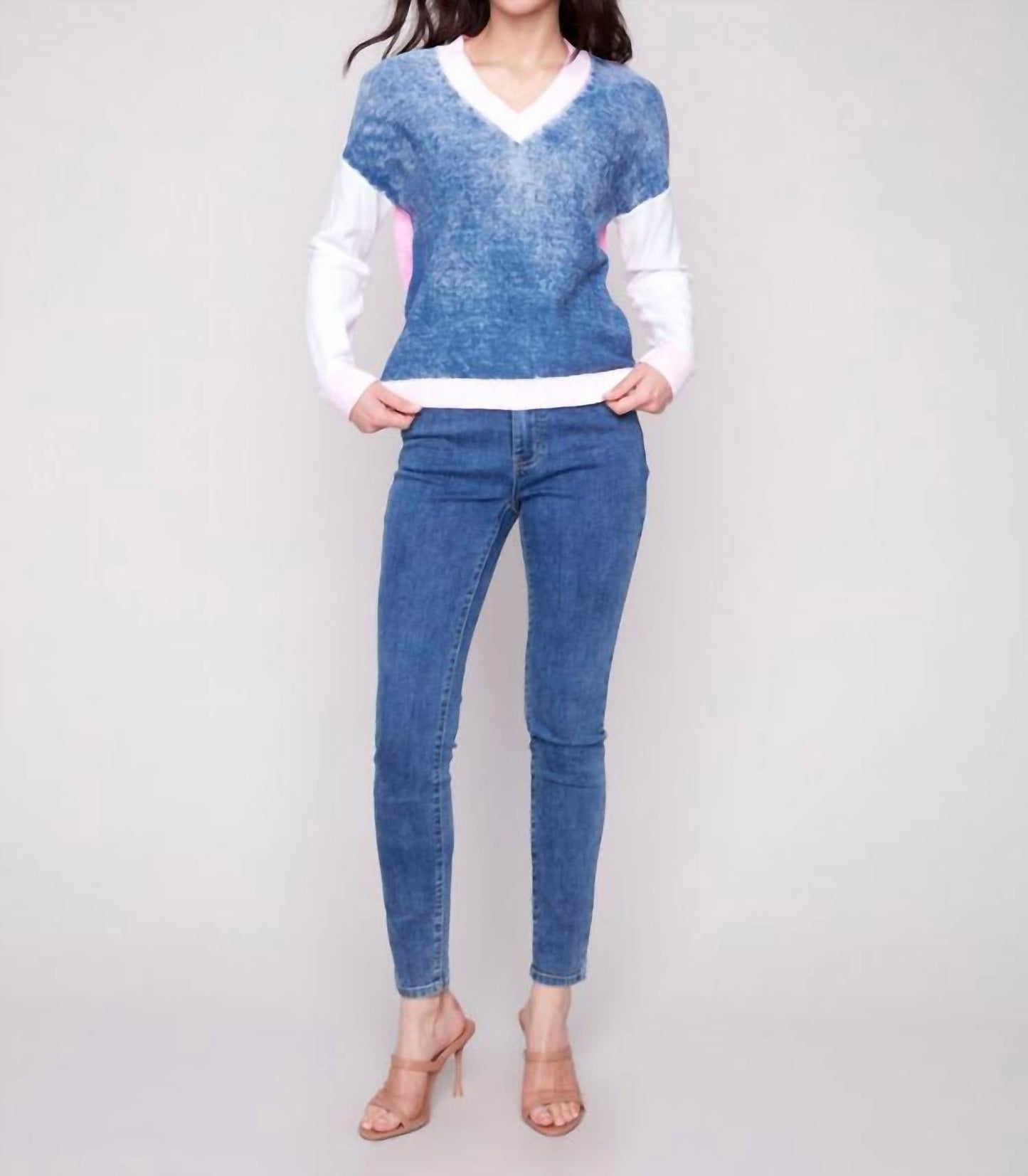 Charlie B - Drop Shoulder V Neck Sweater