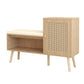 2 In 1 Shoe Storage Bench With Adjustable Shelves - Antique Natural / Rattan