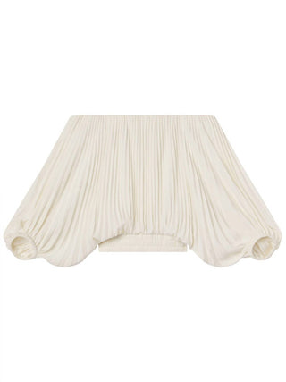 A.L.C. - Sienna Satin Pleated Off Shoulder Top
