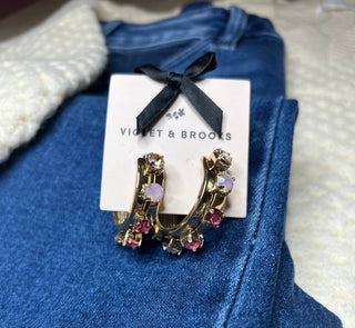 Violet & Brooks - Women's Camille Crystal Thick Hoop Earrings