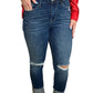 Judy Blue - Mid Rise 4" Cuff Destroyed Knee Jeans