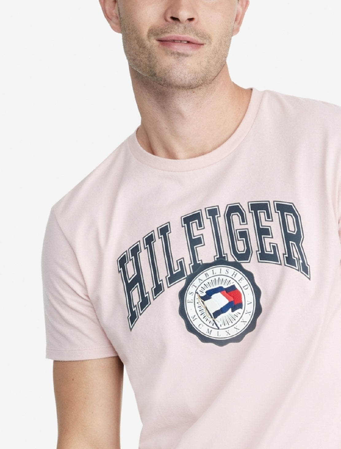 Tommy Hilfiger Men's Elevated Logo T-Shirt Pink Size Medium