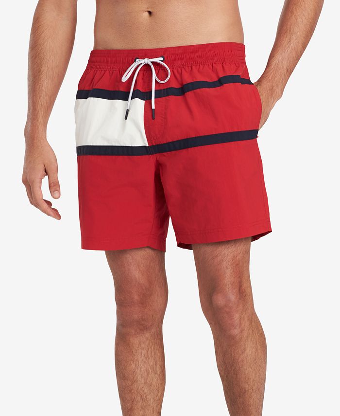 Tommy Hilfiger Men's Big & Tall Flag Swim Trunk Red Size XXXX-Large