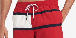 Tommy Hilfiger Men's Big & Tall Flag Swim Trunk Red Size XXXX-Large