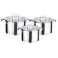 6-Piece Polished Stainless Steel Cookware Set with Lids 1.9QT, 2.7QT, 3.6QT