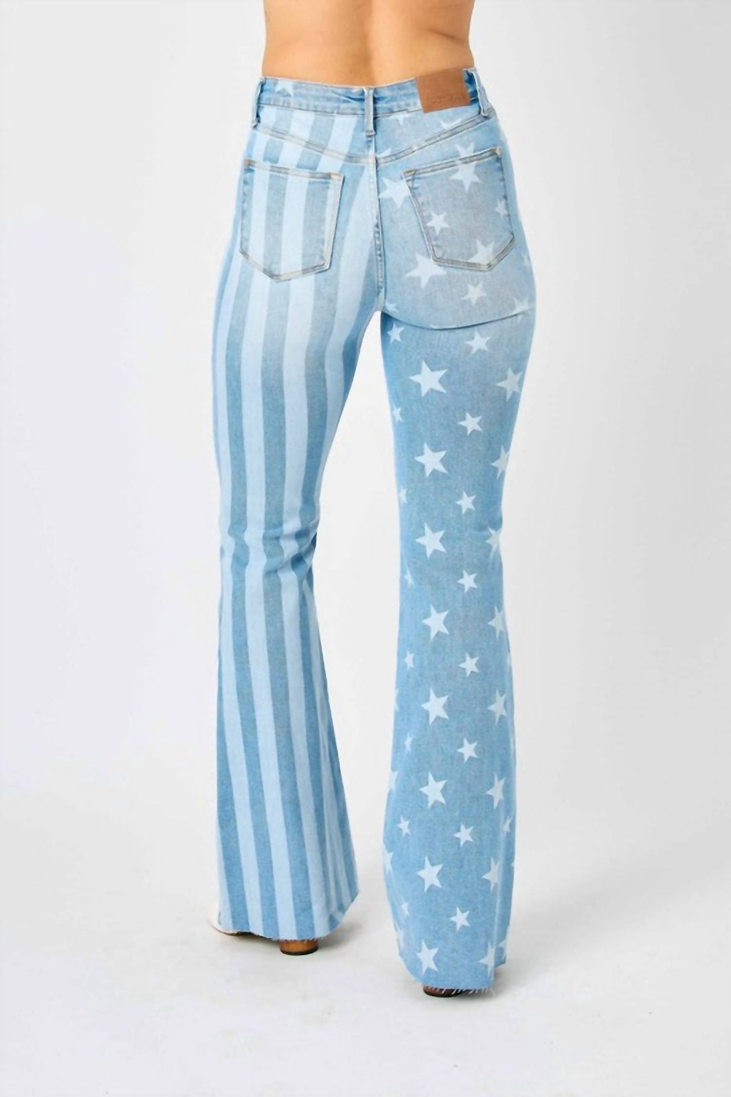Judy Blue - High Waist Stars & Stripes Bleach Discharge Flare Jeans
