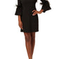 Adrianna Papell - Bateau Neck Feather Trim Sheath Crepe Dress