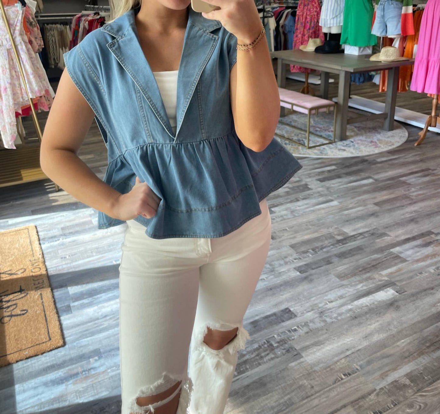 &Merci - Denim Babydoll Top