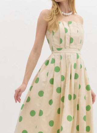 Entro - Polka Dot Strapless Midi Dress