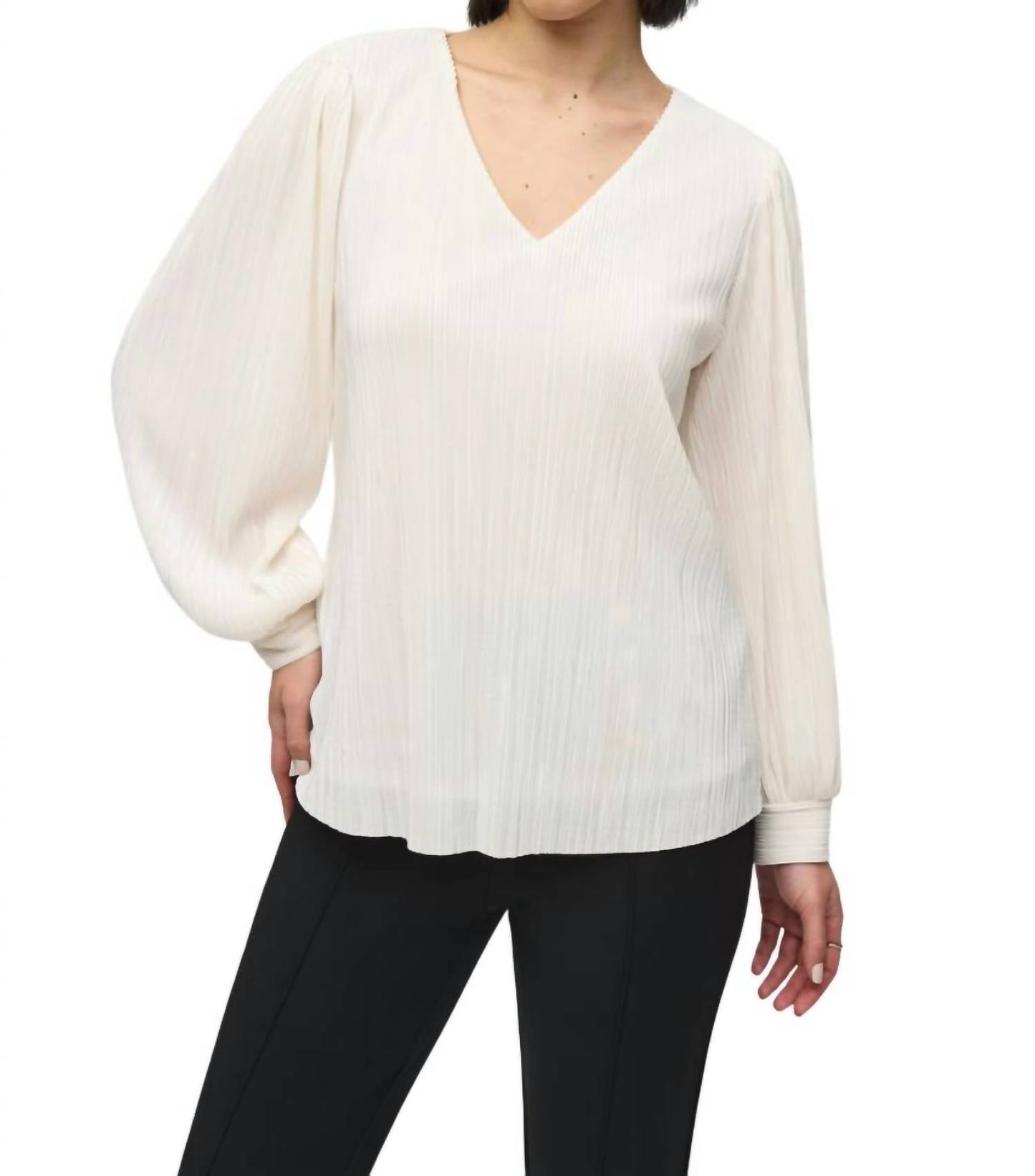 Joseph Ribkoff - V-neck Pleated Pullover Top