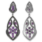 5.74 Carat Genuine Amethyst and Black Spinel .925 Sterling Silver Earrings