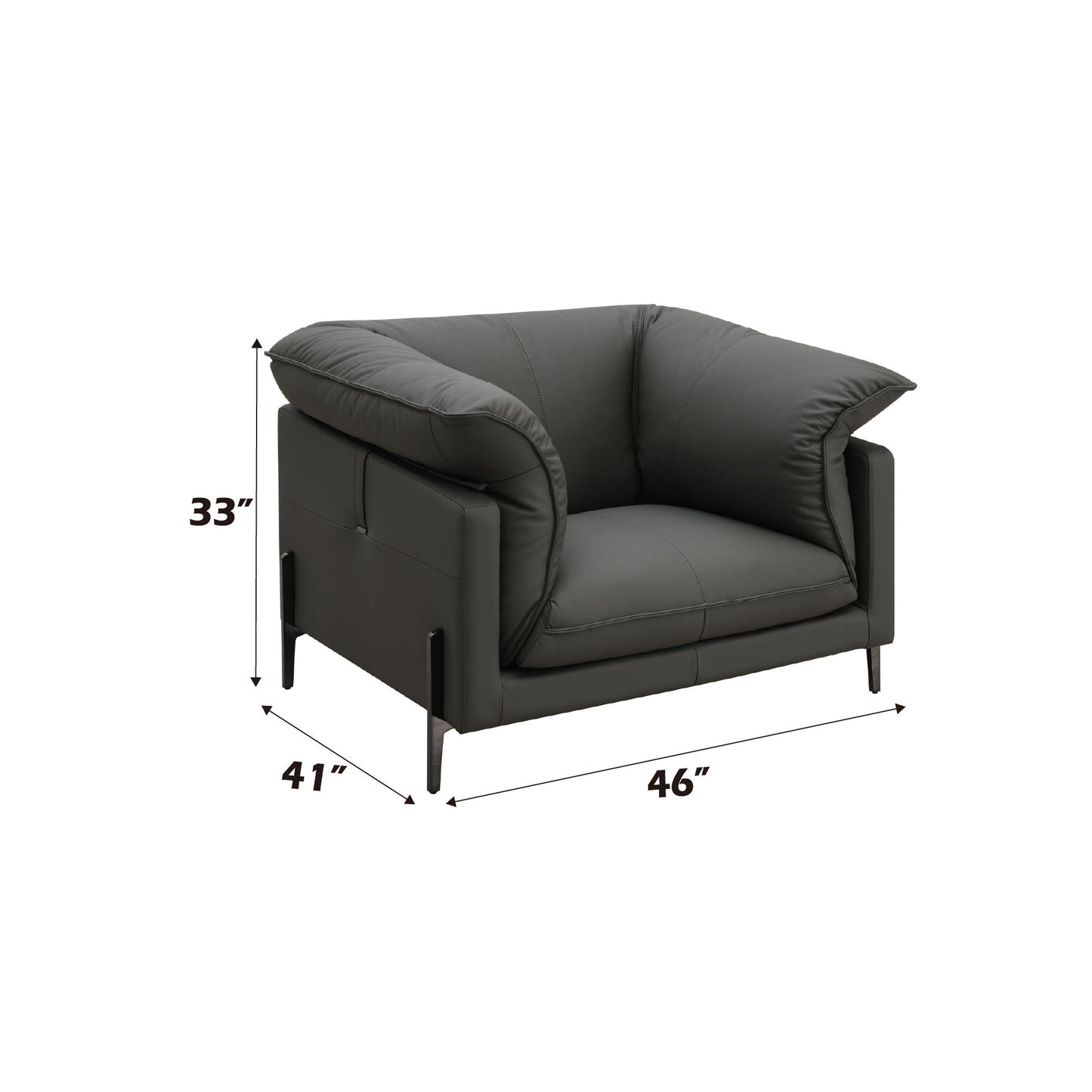 Tadi Top Grain Leather Chair - Black