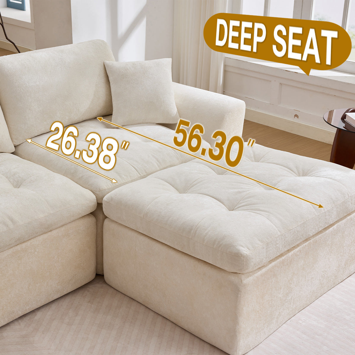 110'' Cloud Sectional Couch for Living Room