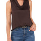 Vince Camuto Hammered Satin Sleeveless Cowl Neck Top - Large