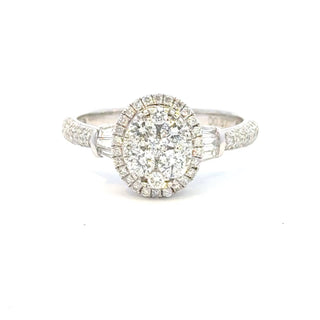 Aamiaa - 1.33 Carat Natural Diamond Oval Cluster Halo Engagement Ring