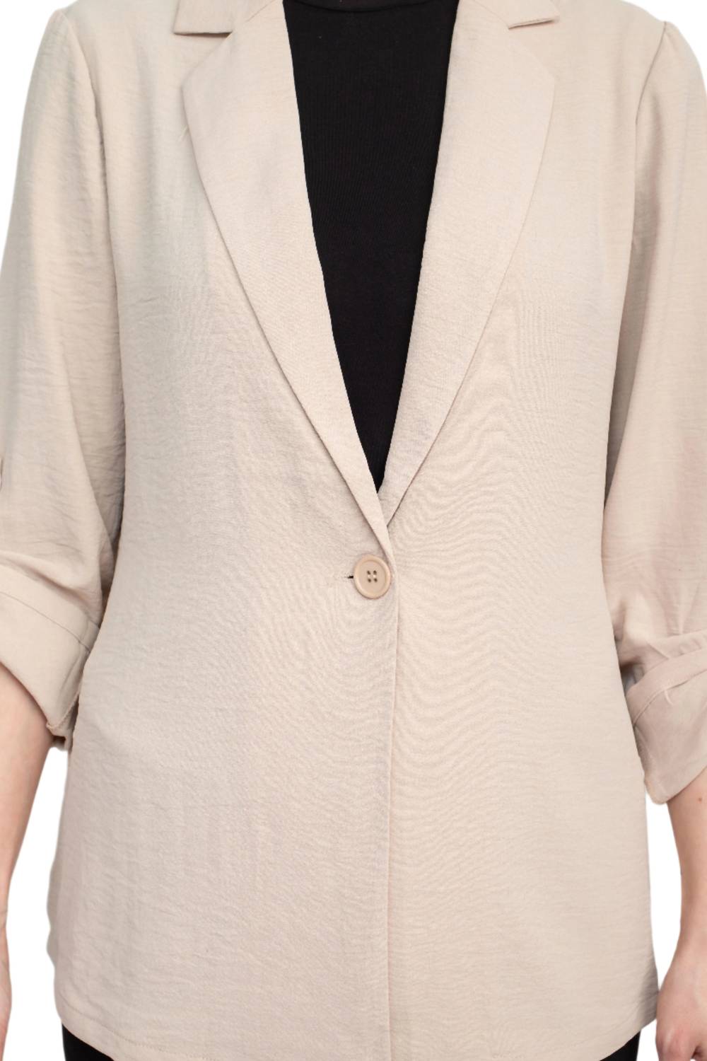 Adrianna Papell - Notched Lapel Collar One Button Blazer