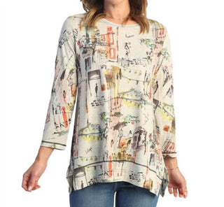 Jess & Jane - Women's Paseo Diagonal Side Slit Top