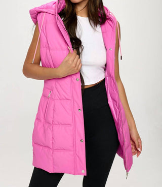 Coalition La - Faux Leather Long Puffer Vest
