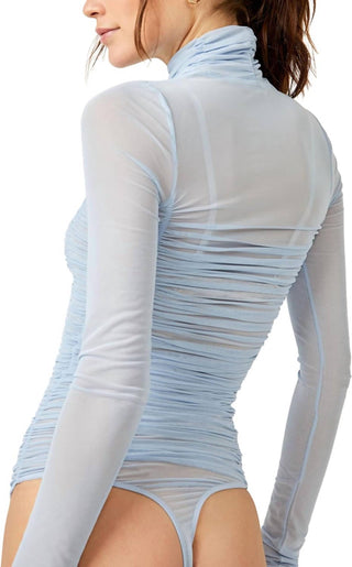 Free People - Under It All Ruched Mesh Turtleneck Bodysuit