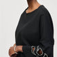 Joseph Ribkoff - Embellished Boat Neck Cut-out 3/4 Sleeves Top