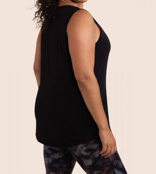 Mono B - Notched Sleeveless Flowy Tank Top