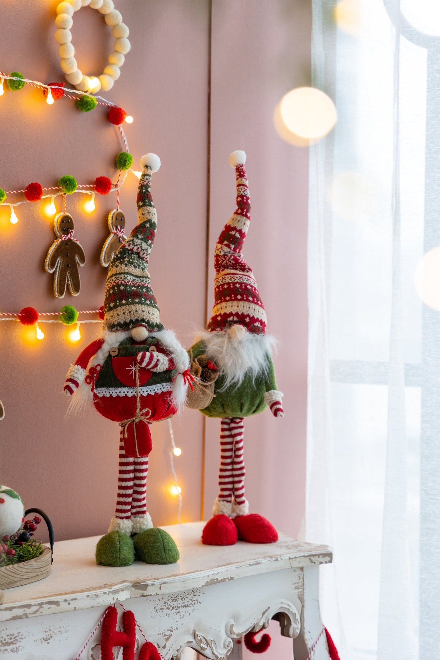 Set of 2 Fabric Standing Holiday Gnomes