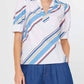Current Air - Diagonal Stripe Split Neck Blouse