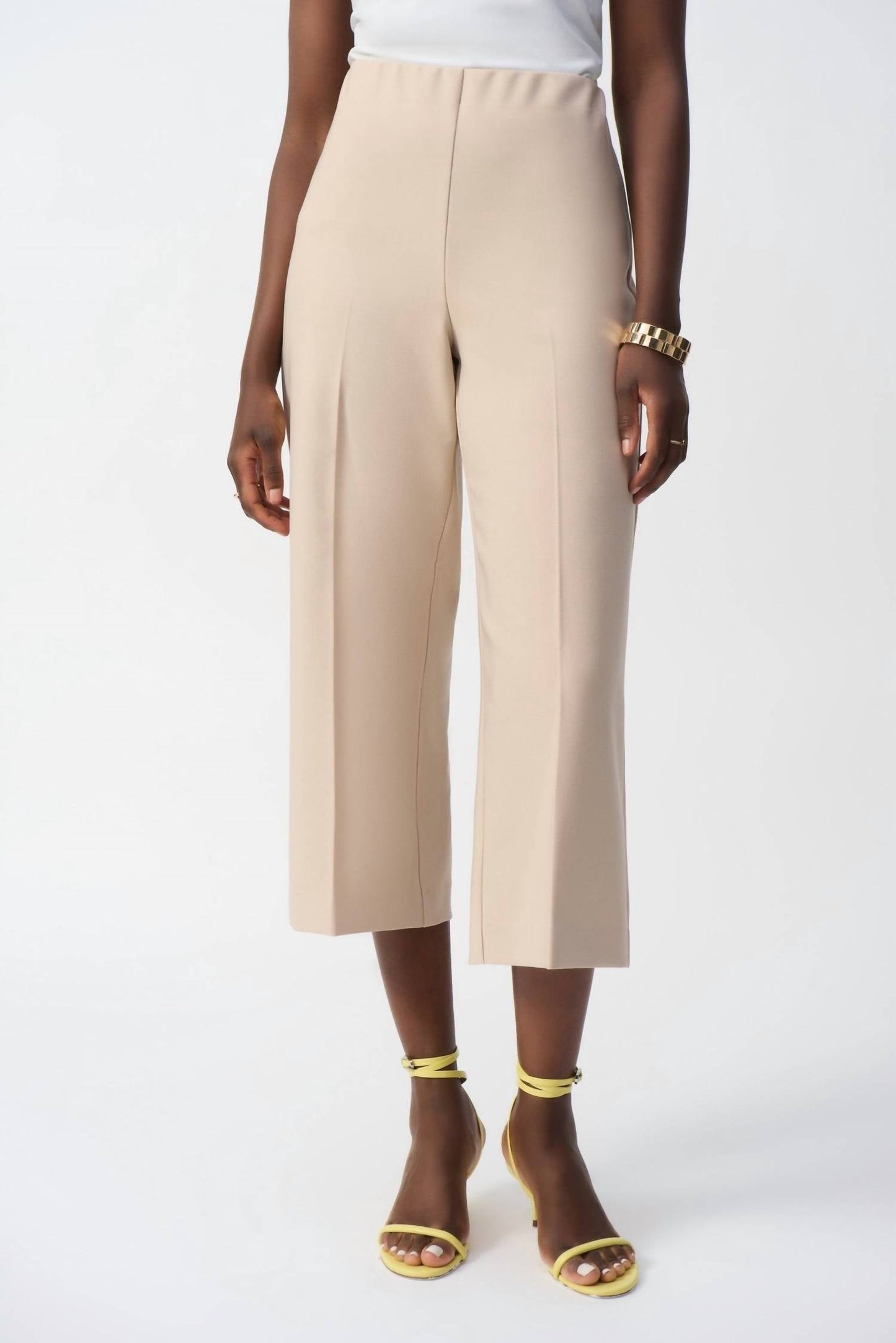 Joseph Ribkoff - Pleated Beige High-waisted Trousers