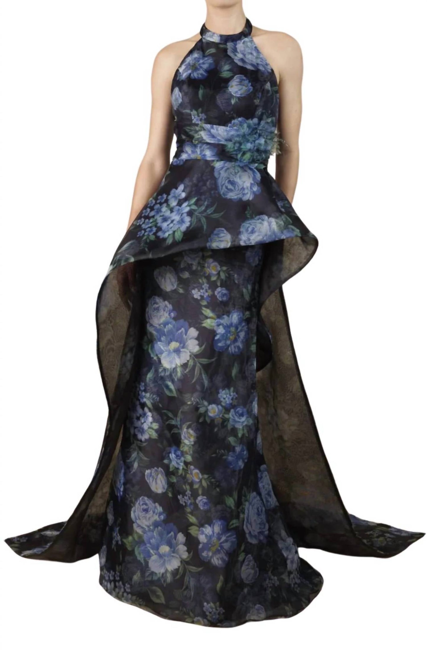 Janique - Organza Collar Halter Gown