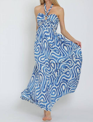 Aakaa - Halter Smocked Back Top Cut Out Waisted Maxi Dress