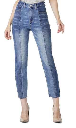 Risen - Women's High Rise Two Tone Slim Straight Jean