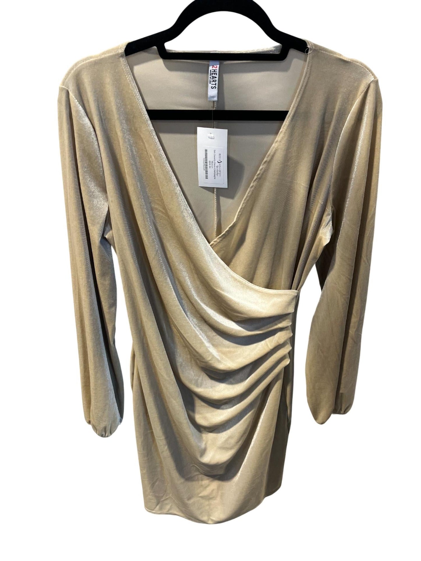 2 Hearts Apparel - Women's Velvet Ruched Wrap Mini Dress