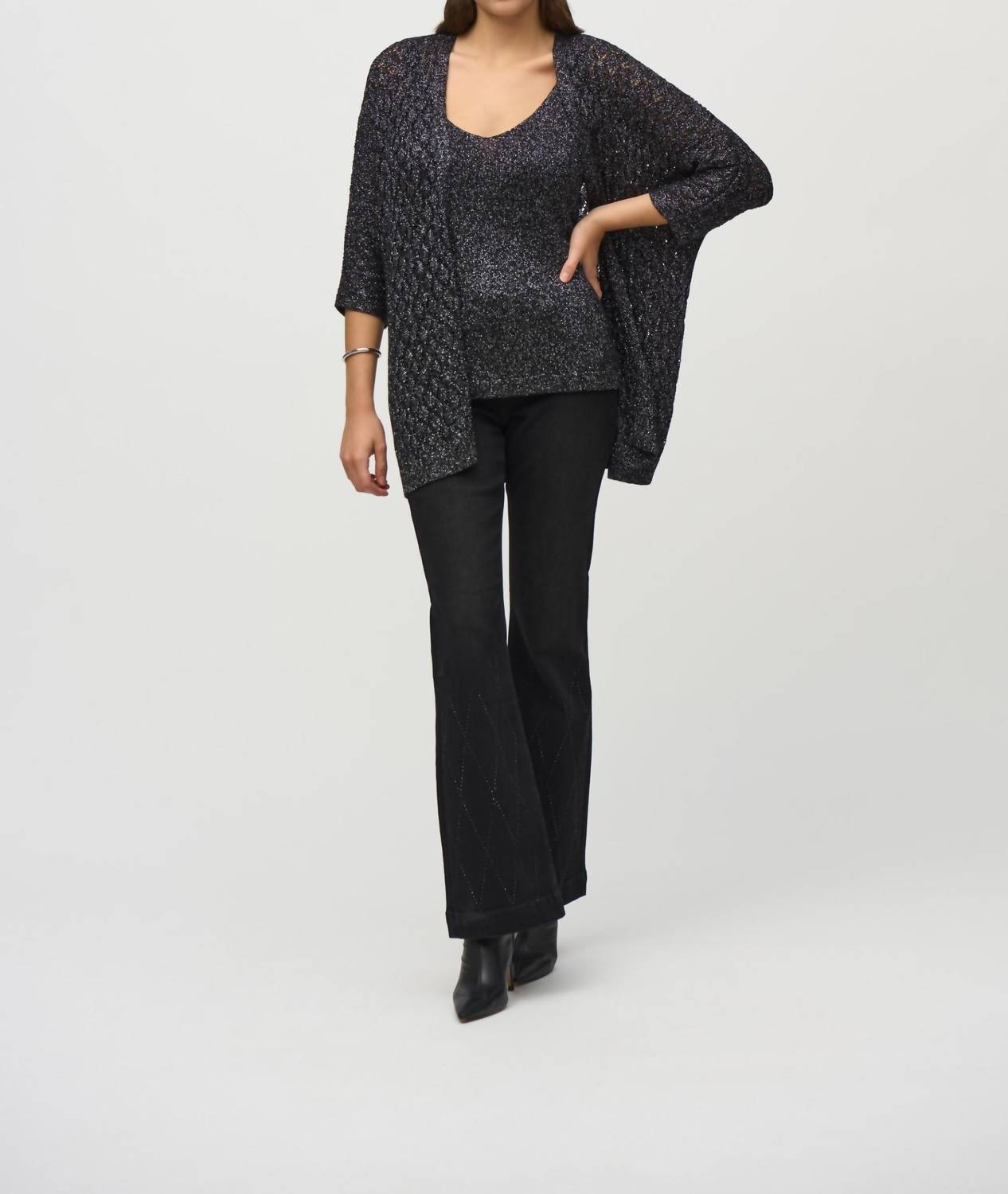 Joseph Ribkoff - Metallic Knit 2-piece Top