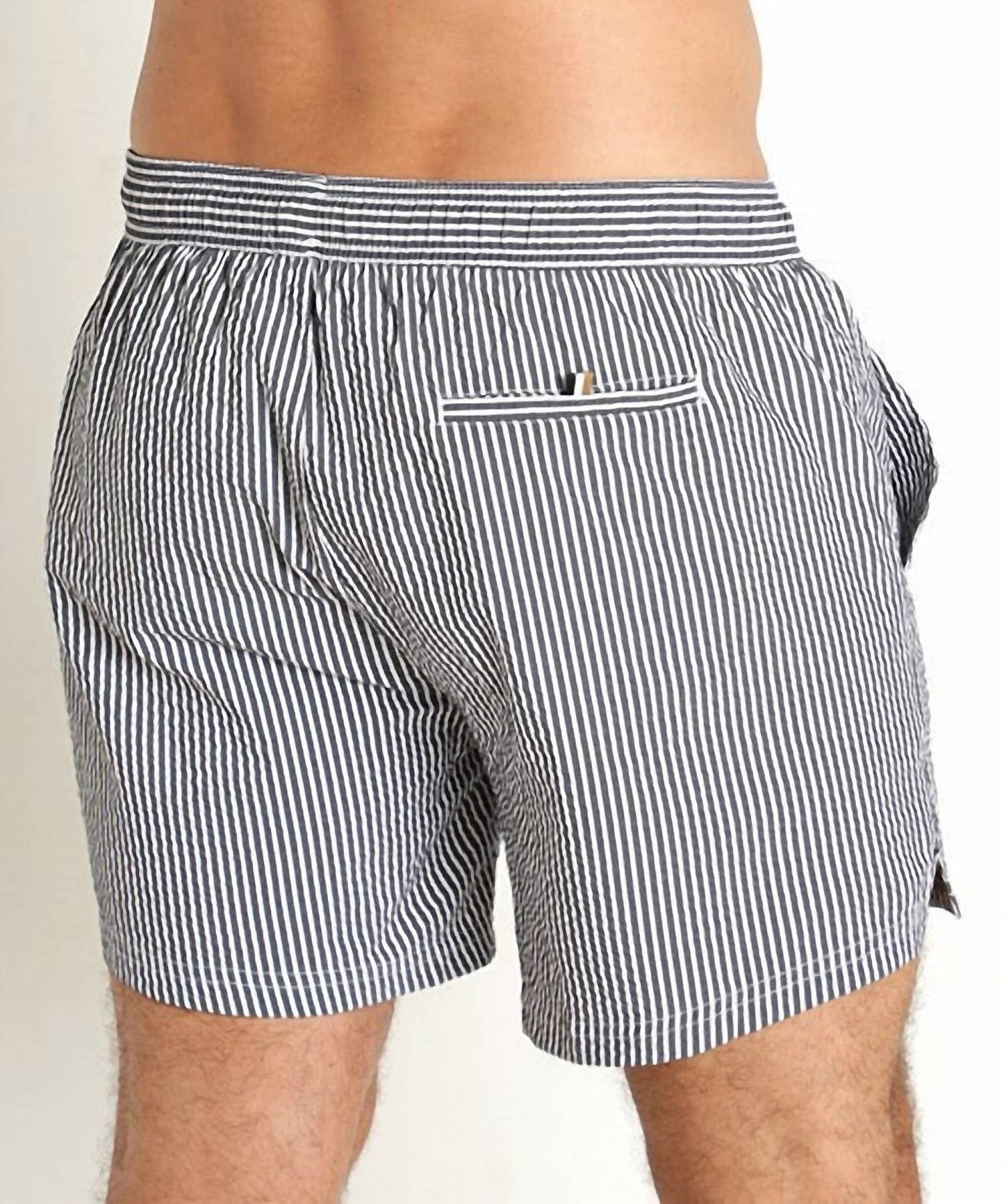 Hugo Boss - Velvetfish Striped Seersucker Swim Trunks