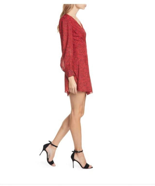 Alice + Olivia - Leopard Print Long Sleeve Chiffon Fit & Flare Mini Dress